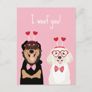 Ik wens u Valentijn Dog Rottweiler Maltipoo Puppy Briefkaart