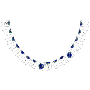 Ik wens u veel plezier! Mandala in donkerblauw Vlaggetjes