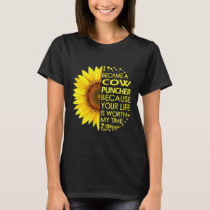 Ik werd Cow Puncher Sunflower T-shirt