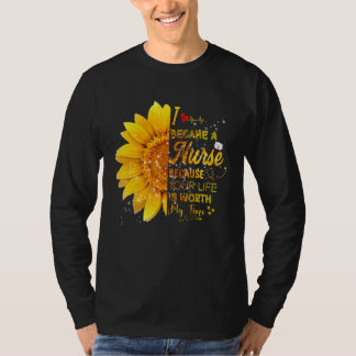 Ik werd een zuster Zonnebloem Dag 2022 Verpleegste T-shirt