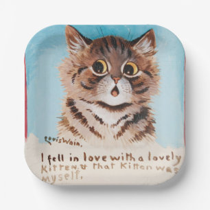 Ik werd verliefd op een lieve kitten (ik zelf) papieren bordje
