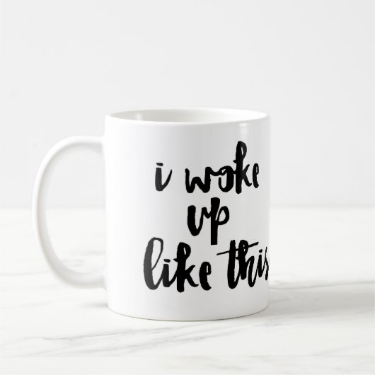 "Ik werd zo wakker." Koffiemok (Links)