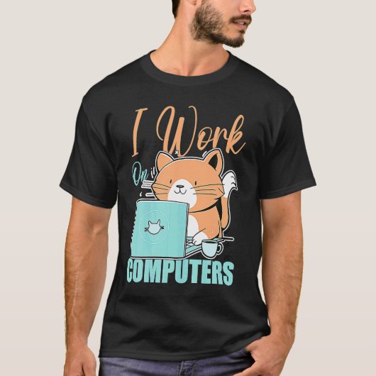 Ik Werk Aan Computers Kat Kat Programmeur Codere T-shirt (Voorkant)