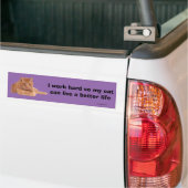 Ik werk hard bumpersticker (Op Truck)
