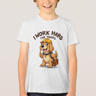 Ik werk hard voor Grappige Golden Retriever Tri-Blend Shirt