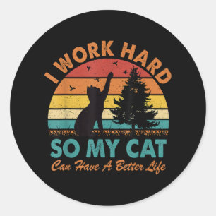 Ik werk hard zodat mijn kat een betere levensverwa ronde sticker