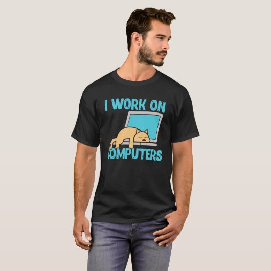 Ik werk op computers CAT Programmer Co T-shirt (Voorkant volledig)
