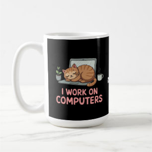 Ik werk op computers Funny Cats Computers Hallowee Koffiemok