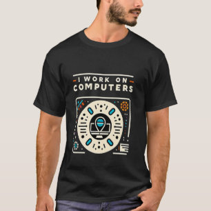 Ik werk op computers programmeur techniek codering t-shirt