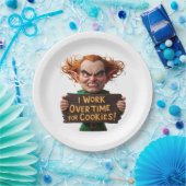 Ik werk overuren voor cookies papieren bordje (Feest)