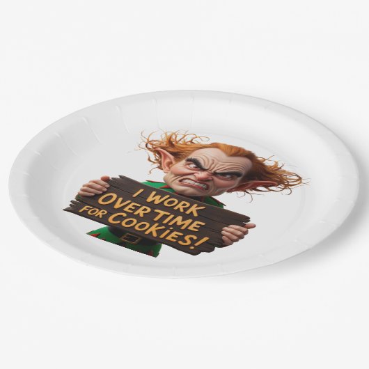 Ik werk overuren voor cookies papieren bordje (Gekanteld)