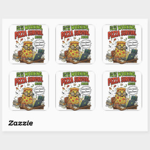 Ik werk pizza-overlevingsmodus Functie T-shirt P Vierkante Sticker