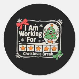 Ik Werk Tijdens De Kerstvakantie Leraar Xmas Ronde Sticker