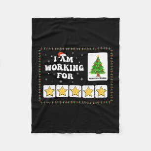 Ik werk voor kerstvakantie 5 sterren kerstboom fleece deken