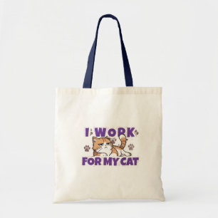 Ik Werk Voor Mijn Kat – Grappig Cadeau Voor Kat Ei Tote Bag