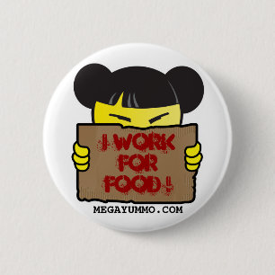 IK WERKT VOEDSEL. KNOOP RONDE BUTTON 5,7 CM