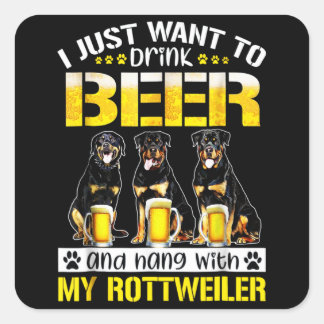 ik wil alleen bier drinken en met mijn hond hangen vierkante sticker