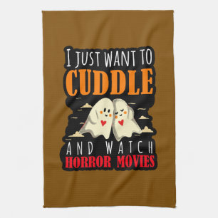 Ik wil alleen maar afschuiven en horrorfilms bekij theedoek