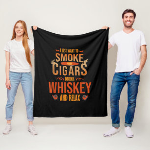 Ik wil alleen maar Cigars Drink Whiskey Relax roke Fleece Deken