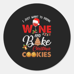 Ik wil alleen maar Drinken met kerstcadeautjes. Ronde Sticker