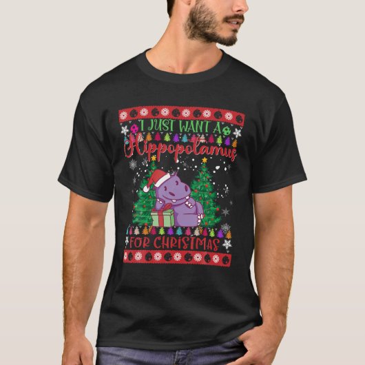 Ik wil alleen maar een Hippopotamus voor Kerstmis. T-shirt (Voorkant)