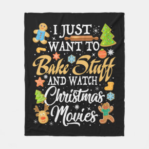 Ik wil alleen maar wat eten en kerstmis kijken fleece deken