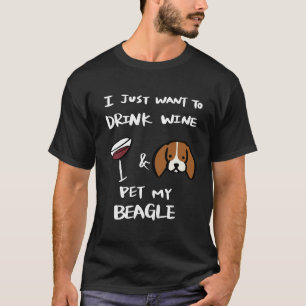 Ik wil alleen maar wijn Drinken en mijn beagle Ess T-shirt
