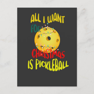 Ik wil alleen voor Kerstmis Pickleball grappige re Briefkaart