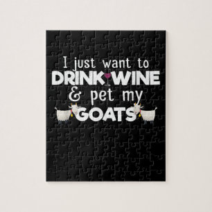 Ik wil alleen wijn Drinken en mijn geiten eten Legpuzzel