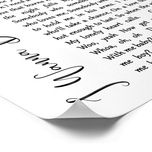 Ik wil dansen met iemand White Script Song Poster (Hoek)