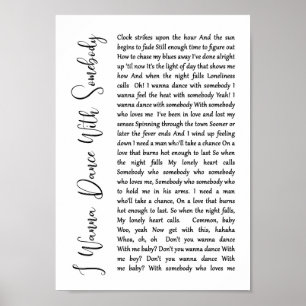 Ik wil dansen met iemand White Script Song Poster