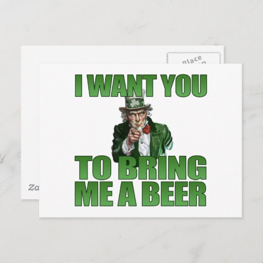 Ik wil dat je me een biertje Briefkaart brengt (Voorkant / Achterkant)