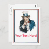 Ik wil dat je oom Sam het Jouw tekst Briefkaart aa (Voorkant / Achterkant)