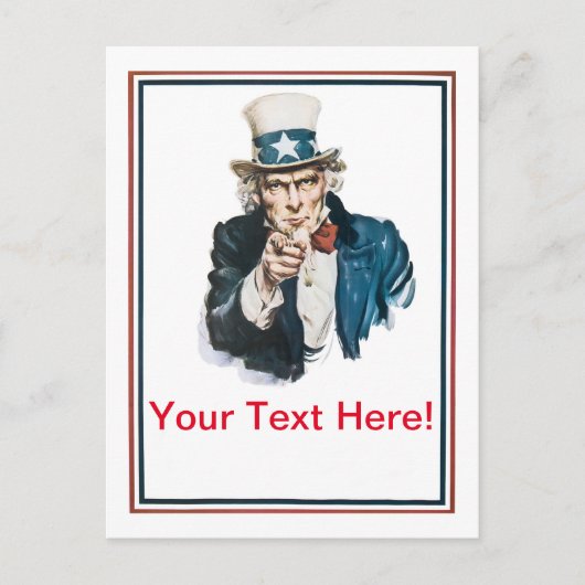 Ik wil dat je oom Sam het Jouw tekst Briefkaart aa (Voorkant)