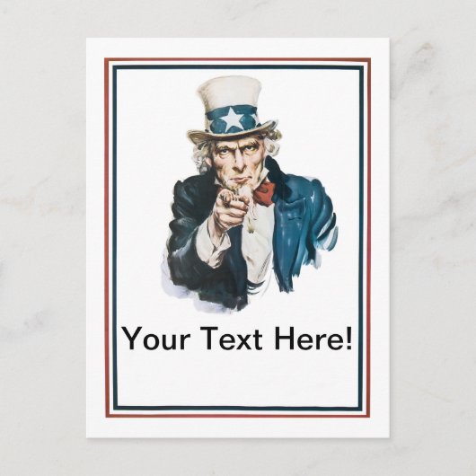 Ik wil dat je oom Sam Jouw tekst aanpast Briefkaart (Voorkant)