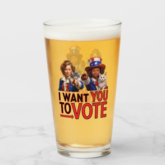 IK WIL DAT JE STEMT (Cat Ladies) Glas (Voorkant gevuld)