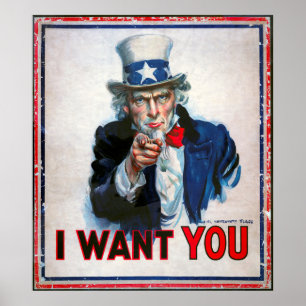 IK WIL DAT JE UNCLE SAM 1917 zegt Poster