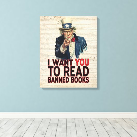 IK WIL DAT JE VERBODEN BOEKEN LEZT CANVAS AFDRUK (Insitu (Houten vloer))