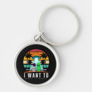Ik wil deze wereld verlaten Alien Vintage Sunset Sleutelhanger