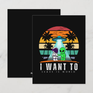 Ik wil deze wereld verlaten Alien Vintage Zonsonde Feestdagenkaart
