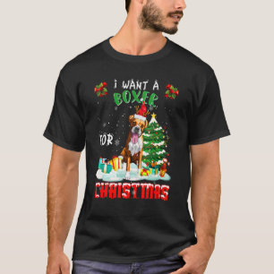Ik wil een boxer voor kerstfeestelijke feestdagen. t-shirt