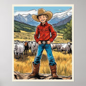Ik wil een cowboy jonge jongen grafische kunst zij poster (Voorkant)