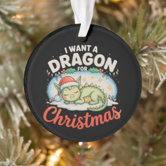 Ik Wil Een Draak Met Kerstmis Kerstman Lichtjes Ornament