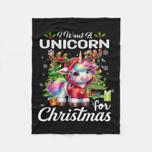 Ik wil een eenhoorn voor kerst Schattigee geschenk Fleece Deken