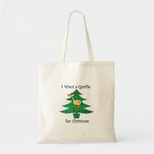 Ik wil een giraffe voor kerstmis tote bag