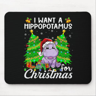Ik wil een hippopotamus voor kerstlampjes Santa H Muismat