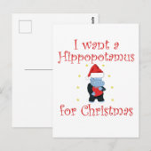 Ik wil een hippopotamus voor Kerstmis. Briefkaart (Voorkant / Achterkant)