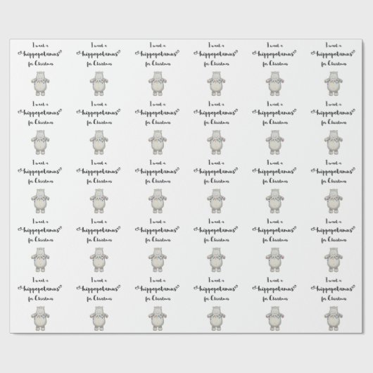 Ik wil een hippopotamus voor Kerstmis. Cadeaupapier (Vlak)