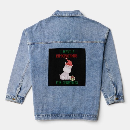 Ik wil een hippopotamus voor Kerstmis. Denim Jacket (Achterkant)