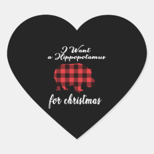 ik wil een hippopotamus voor kerstmis hart sticker